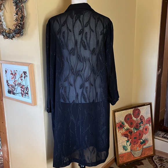 Vintage R&K Originals Women Size 18W Duster Dress Transparent Rhinestone Disco - Picture 6 of 16